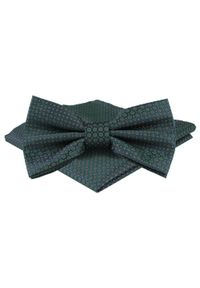 Mucha Męska w Zestawie z Poszetką - Alties - Zieleń, Groszki. Wzór: grochy. Styl: elegancki, sportowy #1
