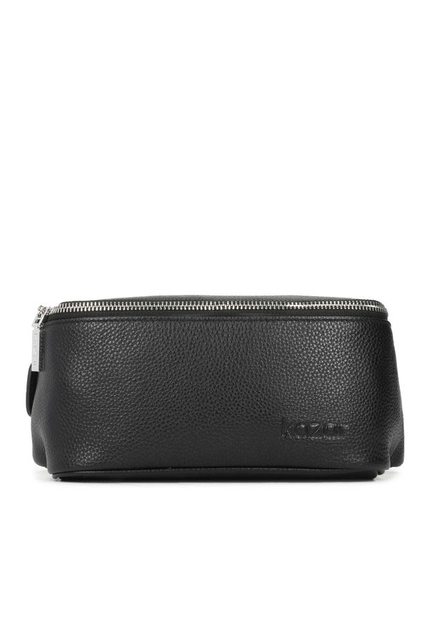 Kazar - Czarna nerka męska. Kolor: czarny. Materiał: skóra