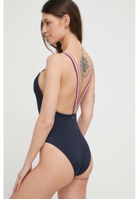TOMMY HILFIGER - Tommy Hilfiger jednoczęściowy strój kąpielowy kolor granatowy lekko usztywniona miseczka. Kolor: niebieski. Materiał: materiał, dzianina. Wzór: gładki #2