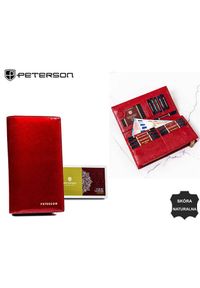 Portfel skórzany Peterson PTN 421431-SH czerwony. Kolor: czerwony. Materiał: skóra