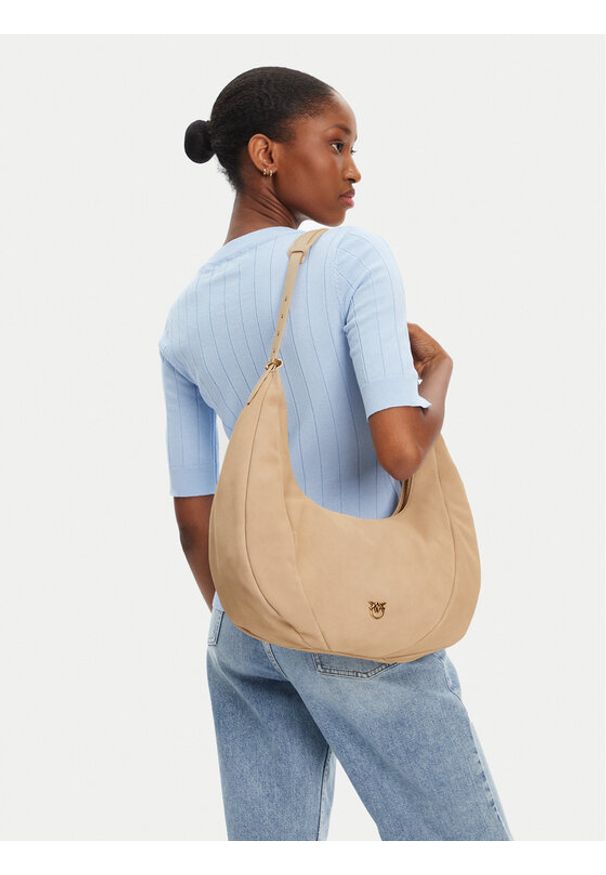 Pinko - PINKO Torebka Slouchy Hobo Big PE 25 PLTT 104295 A29N Beżowy. Kolor: beżowy. Materiał: zamszowe, skórzane