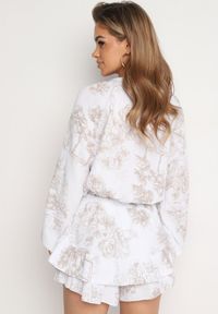 Born2be - Beżowy Bawełniany Kombinezon Muślinowy z Wiązaniem i Spódnico-Szortami Vimarosa. Kolor: beżowy. Materiał: bawełna. Styl: elegancki #3