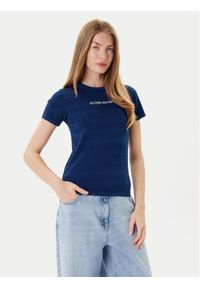 Guess Jeans T-Shirt W5GI41 KCTL1 Granatowy Slim Fit. Kolor: niebieski. Materiał: bawełna