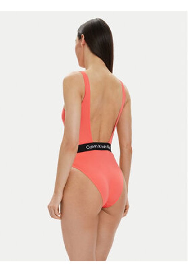 Calvin Klein Swimwear Strój kąpielowy KW0KW02357 Koralowy. Kolor: pomarańczowy. Materiał: syntetyk