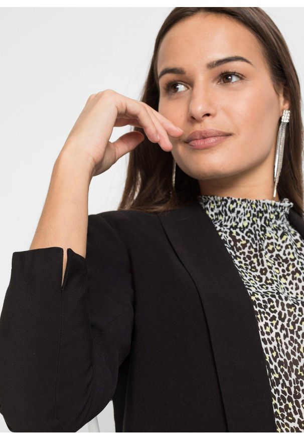 bonprix - Długi żakiet z mieszanki wiskozy. Kolor: czarny. Materiał: wiskoza. Długość: długie. Styl: elegancki