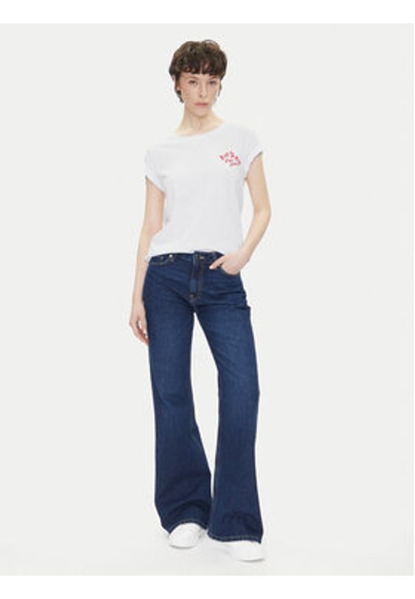 Pepe Jeans T-Shirt Rosey PL506070 Biały Regular Fit. Kolor: biały. Materiał: bawełna