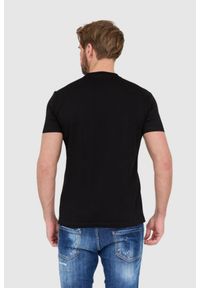DSQUARED2 Czarny t-shirt męski ze srebrnym błyszczącym logo icon. Kolor: czarny #5