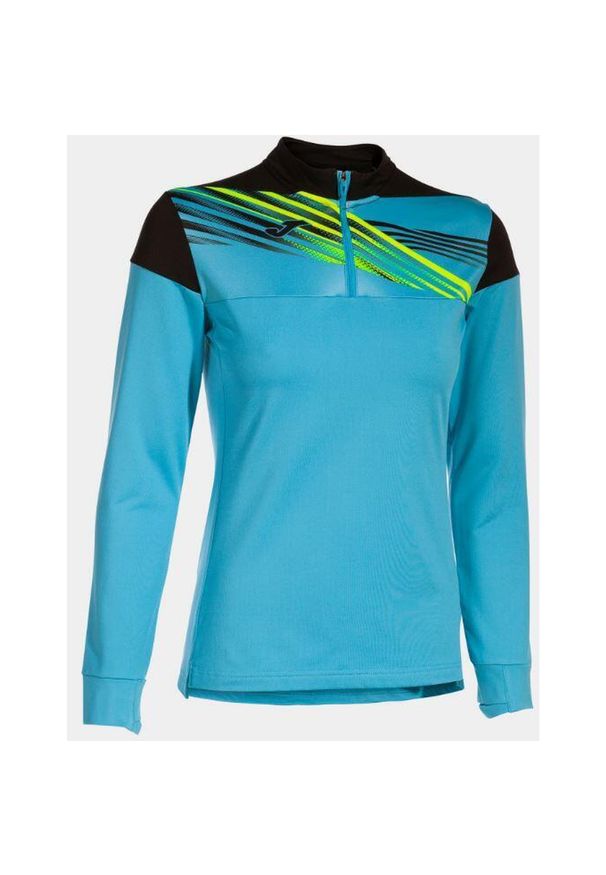 Bluza z kapturem Joma Elite X dla kobiet - Turkusowa i czarna. Typ kołnierza: kaptur. Kolor: niebieski, czarny, wielokolorowy. Materiał: poliester, elastan