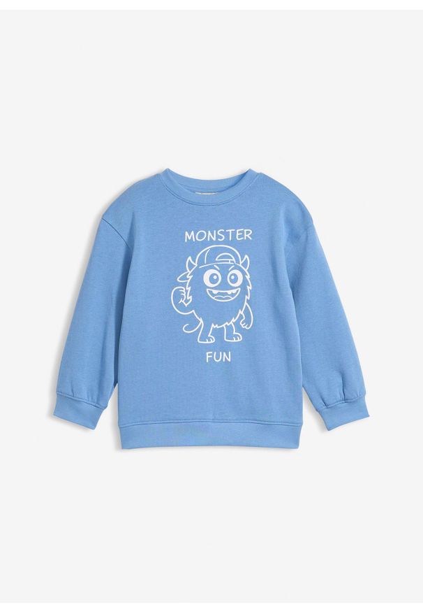 bonprix - Bluza z czystej bawełny organicznej. Kolor: niebieski. Materiał: bawełna