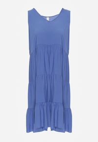 Renee - Niebieska Bawełniana Sukienka o Rozkloszowanym Kroju Bez Rękawów Gladea. Okazja: na co dzień, na randkę. Kolor: niebieski. Materiał: bawełna. Długość rękawa: bez rękawów. Sezon: lato, jesień. Typ sukienki: proste. Styl: casual, elegancki #7