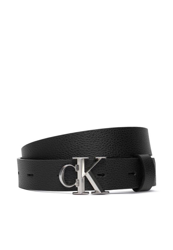 Calvin Klein Pasek Damski Facet Ck Buckle Pebble 25Mm LV04F7060G Czarny. Kolor: czarny. Materiał: skóra