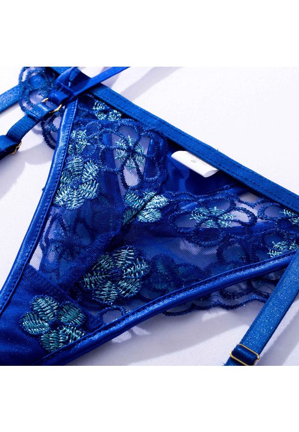 Intica - Komplet bielizny z drobnym wzorem i przezroczystymi wstawkami Solja. Kolor: czarny. Materiał: materiał. Wzór: paski