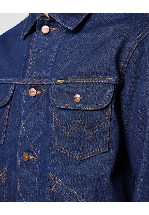 Wrangler - MESKA KURTKA WRANGLER 124MJ RINSE 112341042. Okazja: na co dzień. Materiał: denim, materiał, jeans, bawełna. Sezon: lato. Styl: elegancki, casual, klasyczny