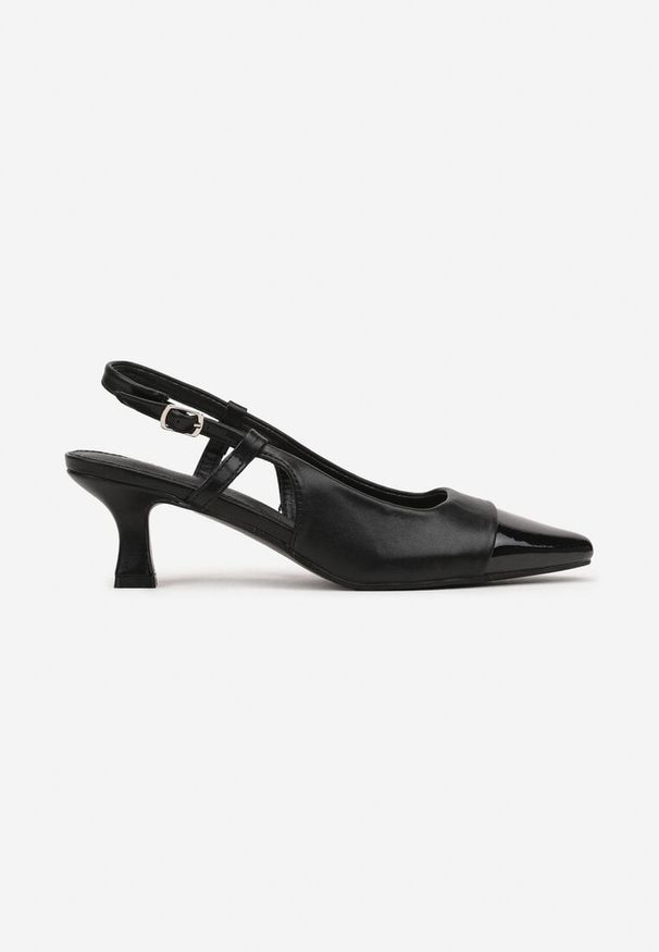 Born2be - Czarne Eleganckie Sandały na Kaczuszce z Lakierowanym Noskiem w Szpic Deolireth. Okazja: na co dzień. Zapięcie: pasek. Kolor: czarny. Materiał: lakier. Obcas: na szpilce. Styl: elegancki. Wysokość obcasa: średni