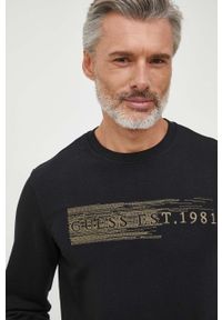 Guess bluza męska kolor czarny z aplikacją. Kolor: czarny. Wzór: aplikacja. Styl: klasyczny #3