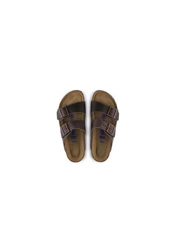 Klapki damskie Birkenstock Arizona. Kolor: brązowy. Materiał: skóra, materiał