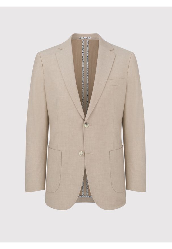 Pako Lorente - PAKO LORENTE – Beżowa marynarka męska bez podszewki. Okazja: na co dzień. Kolor: beżowy. Materiał: jeans. Wzór: gładki. Sezon: wiosna. Styl: casual