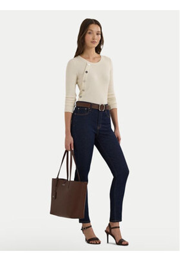 Lauren Ralph Lauren Sweter 200940514001 Écru Regular Fit. Materiał: bawełna