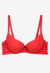 Renee - Czerwony Biustonosz Ozdobiony Wycięciami z Efektem Push-Up Violetsun. Kolor: czerwony. Rodzaj stanika: push-up. Wzór: aplikacja