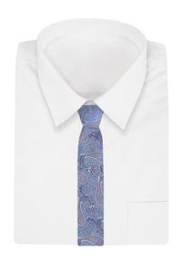 Męski Krawat Angelo di Monti - Niebieskie Tło, Wzór Paisley. Kolor: niebieski. Materiał: tkanina. Wzór: paisley. Styl: elegancki, wizytowy #2
