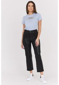 7 FOR ALL MANKIND Czarne błyszczące spodnie damskie Logan Stovepipe Supshicoa, Rozmiar 29. Kolor: czarny
