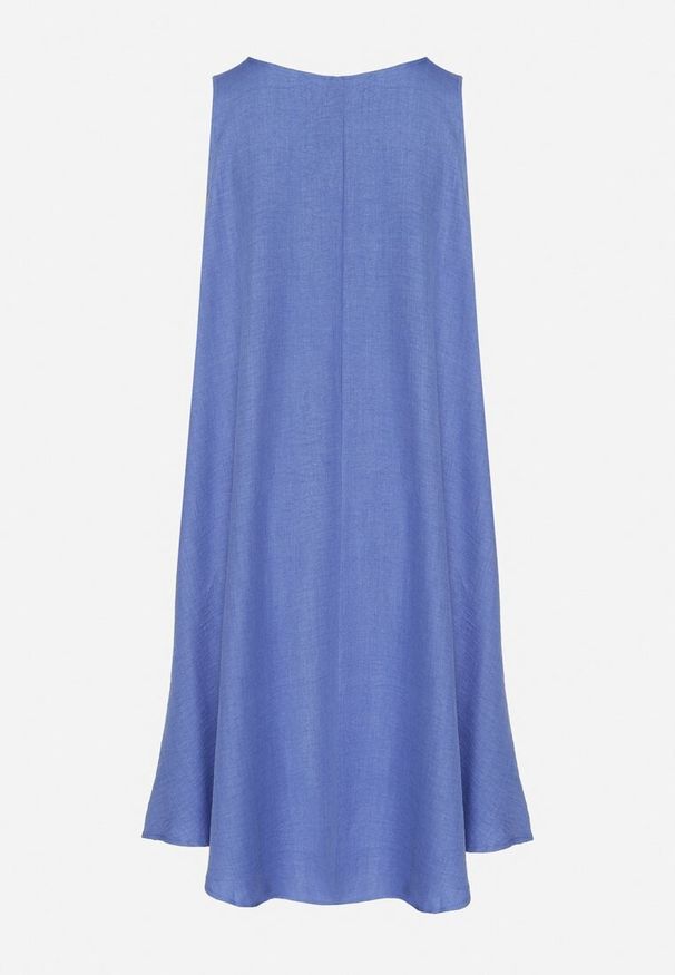 Born2be - Niebieska Rozkloszowana Klasyczna Sukienka Lunetira. Okazja: na co dzień, na spacer. Kolor: niebieski. Materiał: jeans. Typ sukienki: proste. Styl: klasyczny