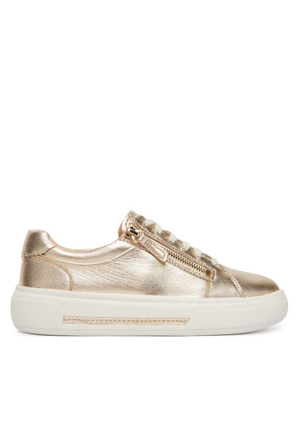 Clarks Sneakersy Hollyrose Zip 26185916 Złoty. Kolor: złoty. Materiał: skóra
