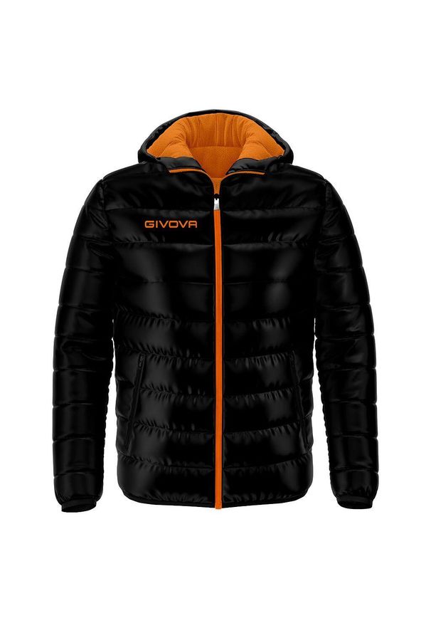 Kurtka sportowa Givova Olanda Black XL. Typ kołnierza: kaptur. Kolor: wielokolorowy, czarny, pomarańczowy. Materiał: puch. Sport: turystyka piesza, fitness