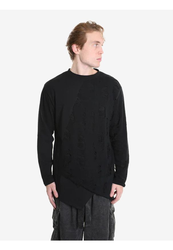 La Haine Inside Us Longsleeve | 3M M1161 | Mężczyzna | Czarny. Okazja: na co dzień. Kolor: czarny. Materiał: wiskoza, poliamid, wełna, bawełna. Długość rękawa: długi rękaw. Długość: długie. Wzór: aplikacja. Sezon: lato. Styl: casual