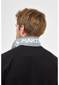 La Martina - LA MARTINA Czarna męska koszulka polo z wyszywanym logo, Rozmiar M. Typ kołnierza: polo. Kolor: czarny #6