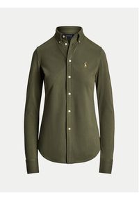 Polo Ralph Lauren Koszula 211924258014 Khaki Slim Fit. Typ kołnierza: polo. Kolor: brązowy. Materiał: bawełna