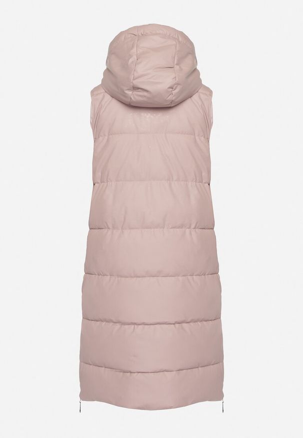 Born2be - Ciemnoróżowa Pikowana Kamizelka z Kapturem i Obustronnym Suwakiem Trilasa. Typ kołnierza: kaptur. Kolor: różowy. Styl: elegancki