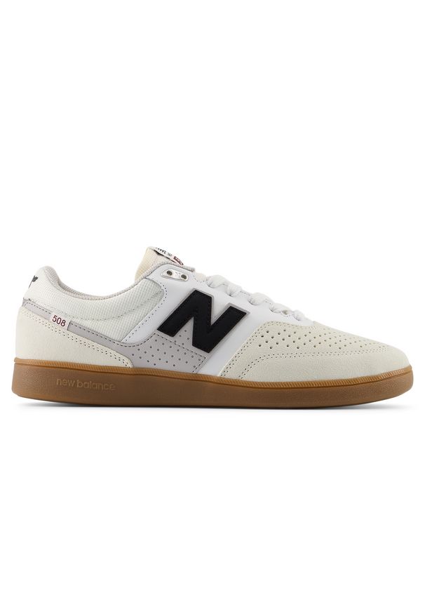 Buty męskie New Balance Numeric NM508WID – beżowe. Kolor: beżowy. Materiał: dresówka, syntetyk, zamsz, materiał, skóra. Szerokość cholewki: normalna. Wzór: nadruk. Sport: skateboard