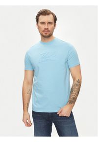 Karl Lagerfeld - KARL LAGERFELD T-Shirt 755030 542225 Niebieski Regular Fit. Typ kołnierza: dekolt w karo. Kolor: niebieski. Materiał: bawełna #1