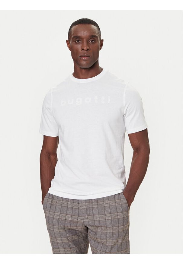 Bugatti T-Shirt 8350-85043D Biały Regular Fit. Kolor: biały. Materiał: bawełna