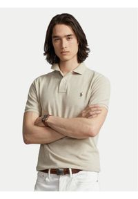 Polo Ralph Lauren Polo 710536856215 Beżowy Slim Fit. Typ kołnierza: polo. Kolor: beżowy. Materiał: bawełna