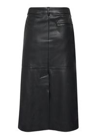 Calvin Klein Spódnica z imitacji skóry LV044D651G Czarny Regular Fit. Kolor: czarny. Materiał: skóra