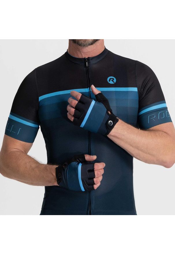 ROGELLI - Letnie rękawiczki rowerowe Rogelli Hero II. Kolor: czarny, niebieski, wielokolorowy. Sezon: lato. Sport: kolarstwo