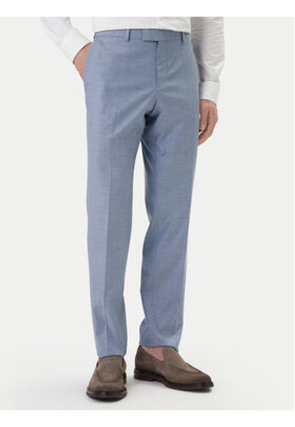 BOSS Garnitur Huge 50557273 Błękitny Slim Fit. Kolor: niebieski. Materiał: wiskoza, wełna