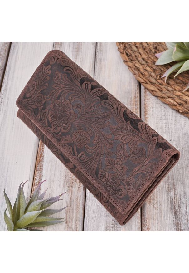 Portfel skórzany PAOLO PERUZZI T-25-BR brązowy. Kolor: brązowy. Materiał: skóra