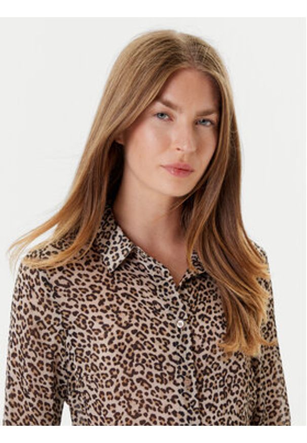 Guess Koszula W5YH0X WDW82 Beżowy Regular Fit. Kolor: beżowy. Materiał: syntetyk