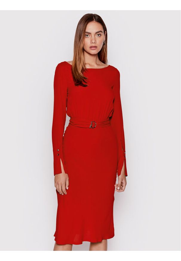 Patrizia Pepe Sukienka koktajlowa 8A1022/A8I1-R754 Czerwony Slim Fit. Kolor: czerwony. Materiał: wiskoza. Styl: wizytowy