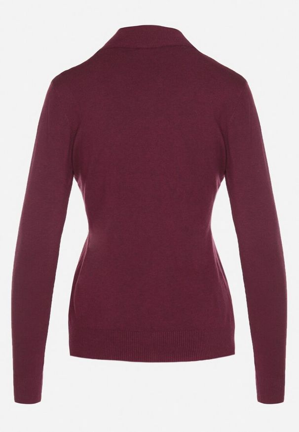 Born2be - Ciemnofioletowy Klasyczny Półgolf z Domieszką Kaszmiru Zailena. Okazja: na co dzień, na imprezę. Kolor: fioletowy. Materiał: kaszmir. Wzór: aplikacja. Styl: klasyczny