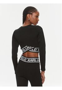 Karl Lagerfeld - KARL LAGERFELD Bluzka 240W1716 Czarny Skinny Fit. Typ kołnierza: dekolt w karo. Kolor: czarny. Materiał: syntetyk #2