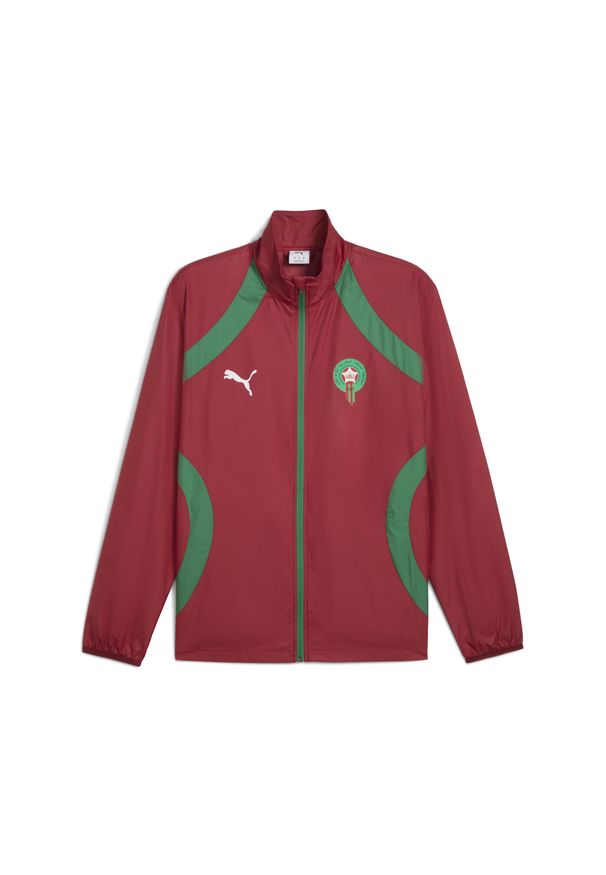 Puma - Męska tkana kurtka przedmeczowa Maroko PUMA. Kolor: czerwony, zielony, wielokolorowy. Wzór: nadruk. Sport: piłka nożna