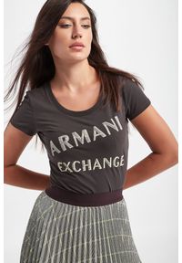 Armani Exchange - T-shirt ARMANI EXCHANGE. Długość rękawa: krótki rękaw. Długość: krótkie. Wzór: nadruk, gładki #4