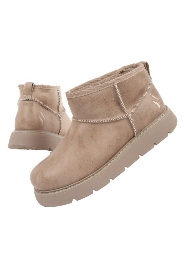 skechers - Buty śniegowce ocieplane damskie Skechers. Wysokość cholewki: przed kolano. Kolor: brązowy, wielokolorowy, beżowy. Materiał: materiał. Szerokość cholewki: normalna. Model: Skechers Sport. Sport: turystyka piesza