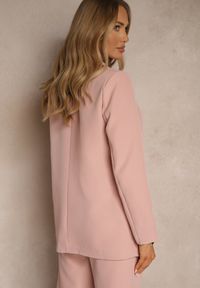 Renee - Różowa Pudełkowa Marynarka z Imitacją Kieszeni Vivisae. Okazja: do pracy, na co dzień. Kolor: różowy. Materiał: jeans. Styl: casual
