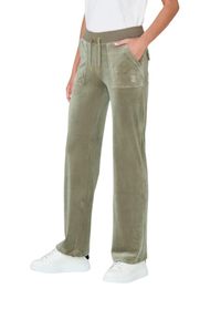 Juicy Couture - JUICY COUTURE Zielone spodnie Del Ray. Kolor: zielony. Materiał: poliester. Wzór: haft #8