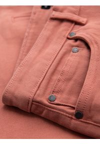 Ombre Clothing - Męskie jeansowe klasyczne szorty z podwiniętą nogawką – koralowe V6 - Rozmiar: L. Kolor: pomarańczowy. Materiał: jeans. Sezon: lato. Styl: klasyczny #4